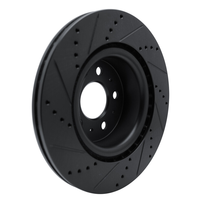 Tesla Model 3 Brake Rotor (1) - Front Right - R1 Concepts - Drilled & Slotted - Black - `17-`25